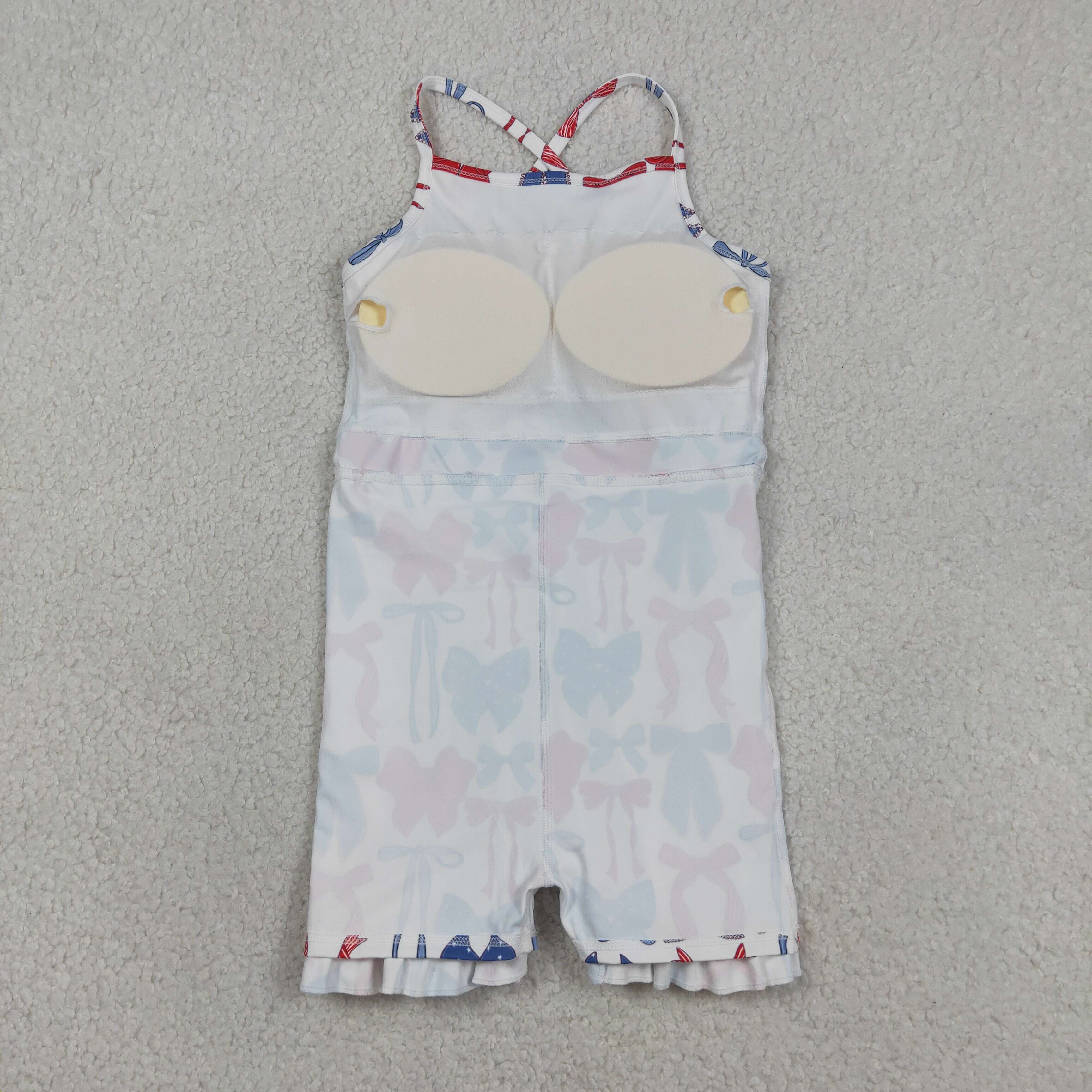 GSD4064 RTS Red blue bows 4th of july yoga  sleeveless scallop dress