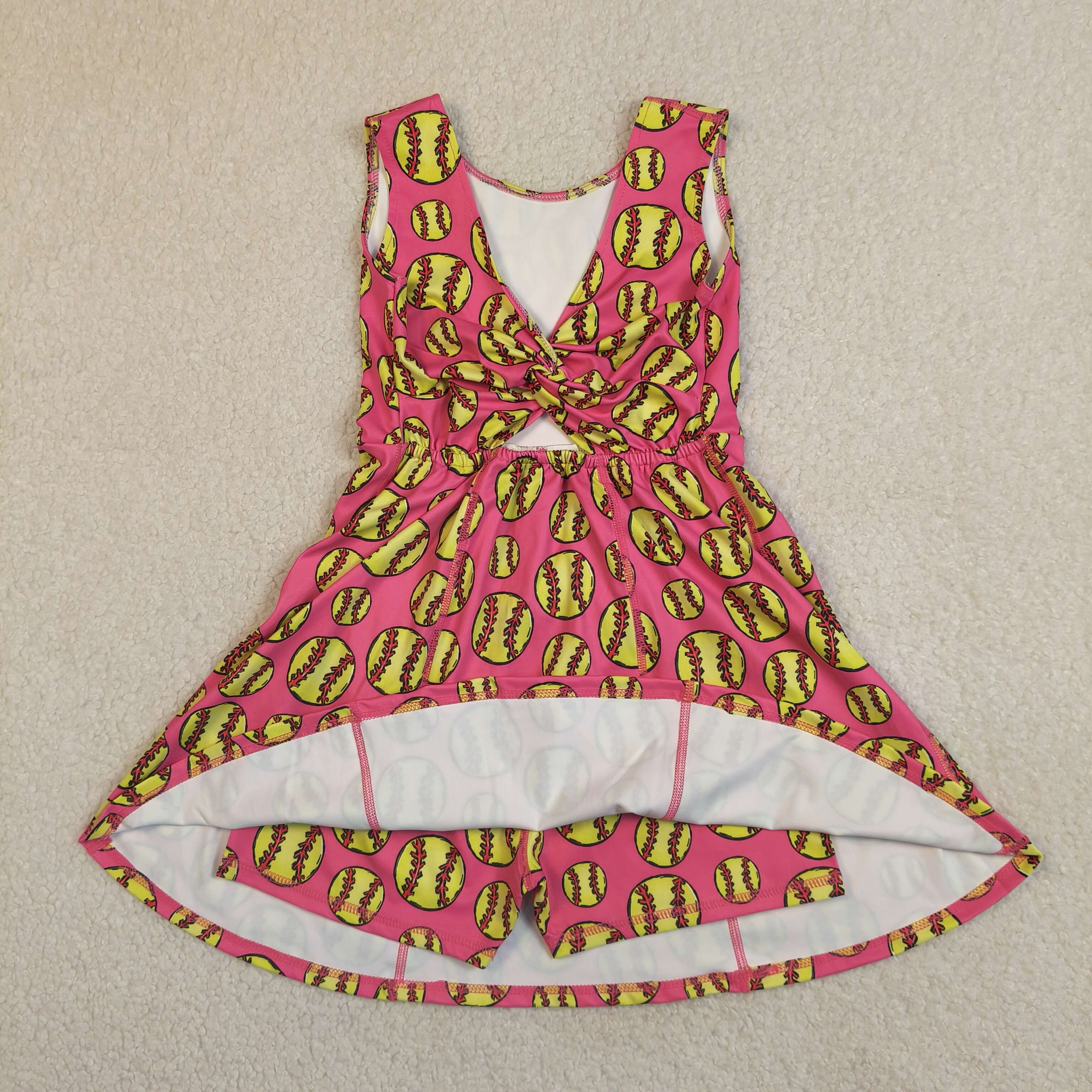 GSD3800 RTS hot pink softball active girl yoga dress