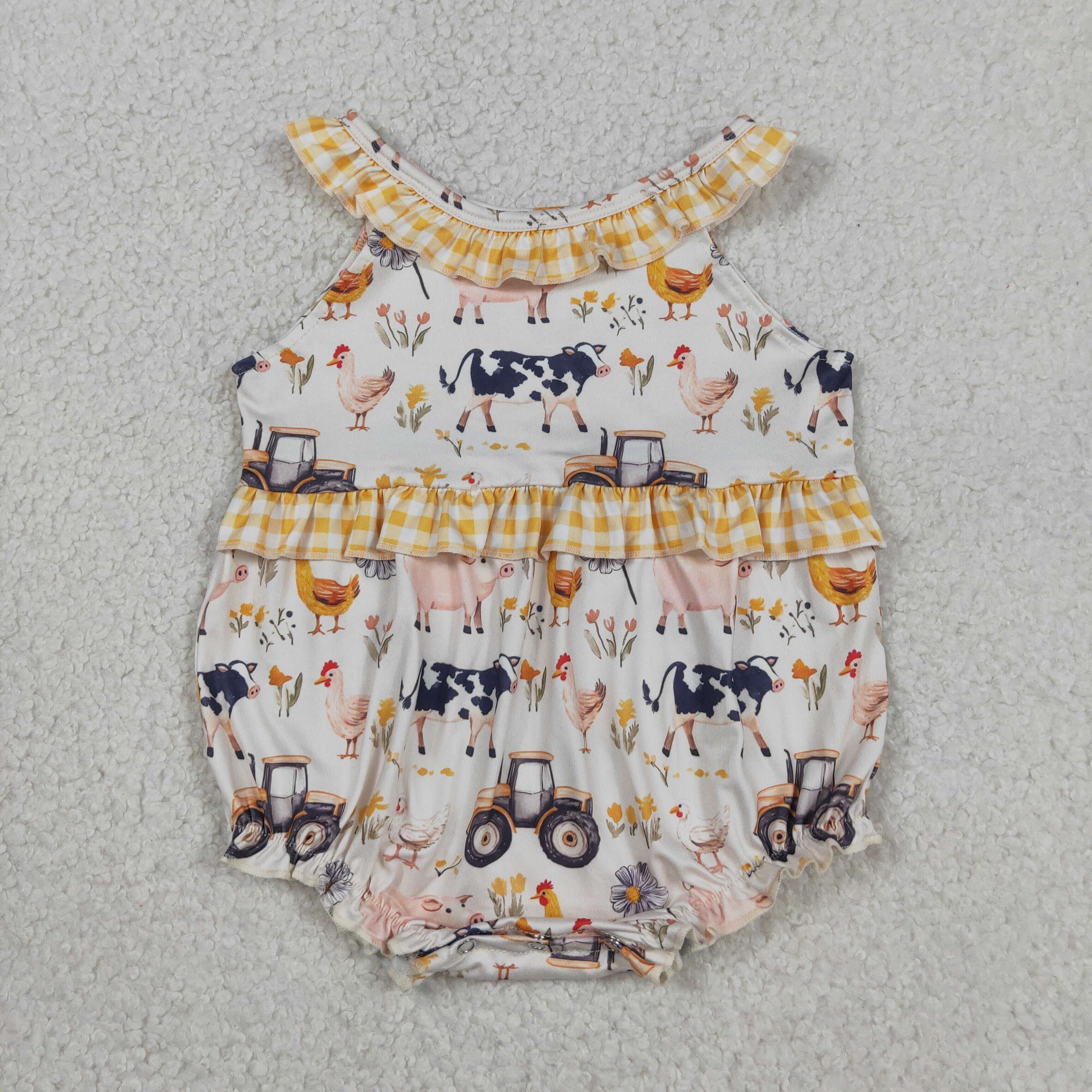 SR3848  Baby Farm animals print  Rompers