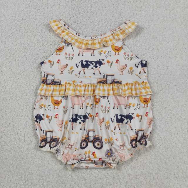 SR3848  Baby Farm animals print  Rompers