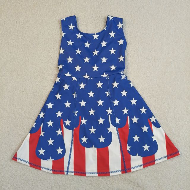 GSD3813 RTS 4th of july stars active girl yoga dress