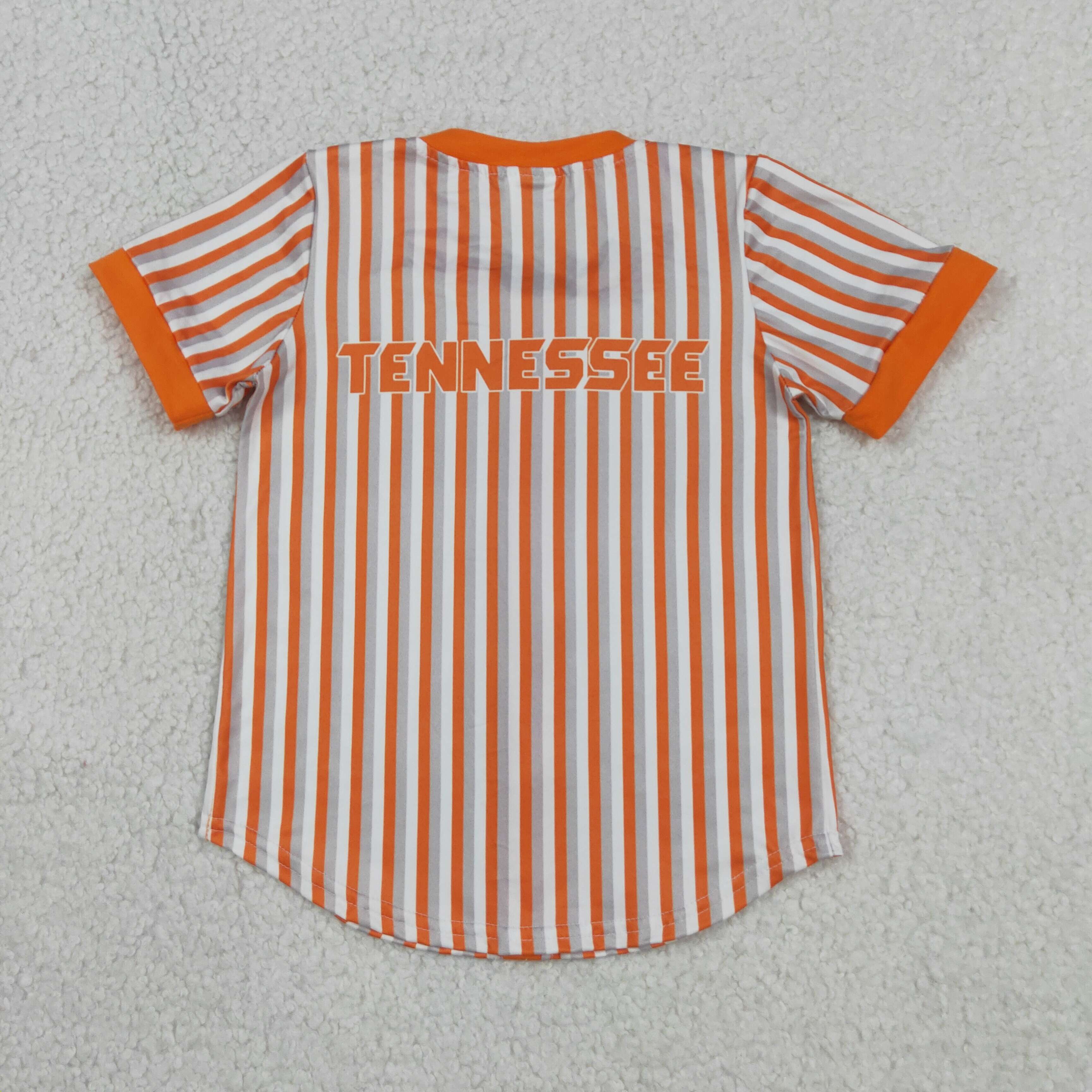 BT1747  RTS Orange stripe tennessee Print short sleeve boy Team  t-shirt