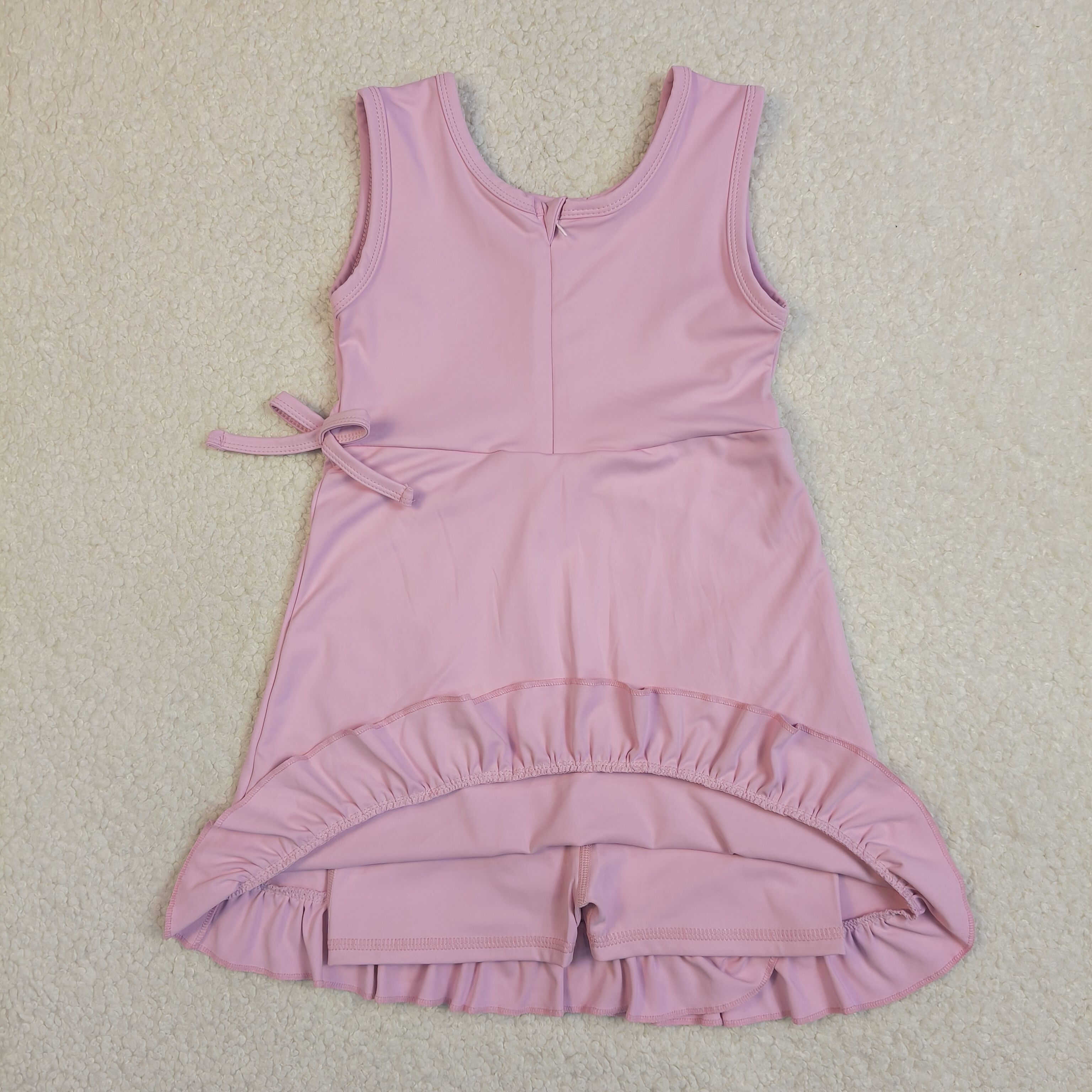 GSD3034 RTS pink  purple Solid bow active girl yoga dress