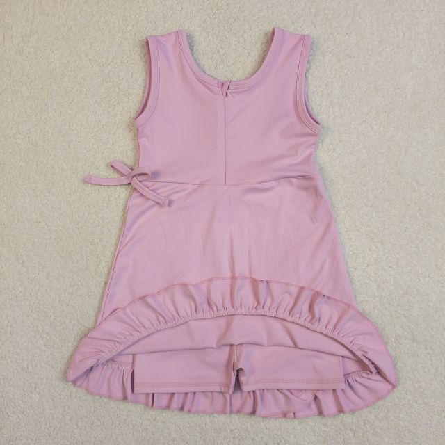 GSD3034 RTS pink  purple Solid bow active girl yoga dress
