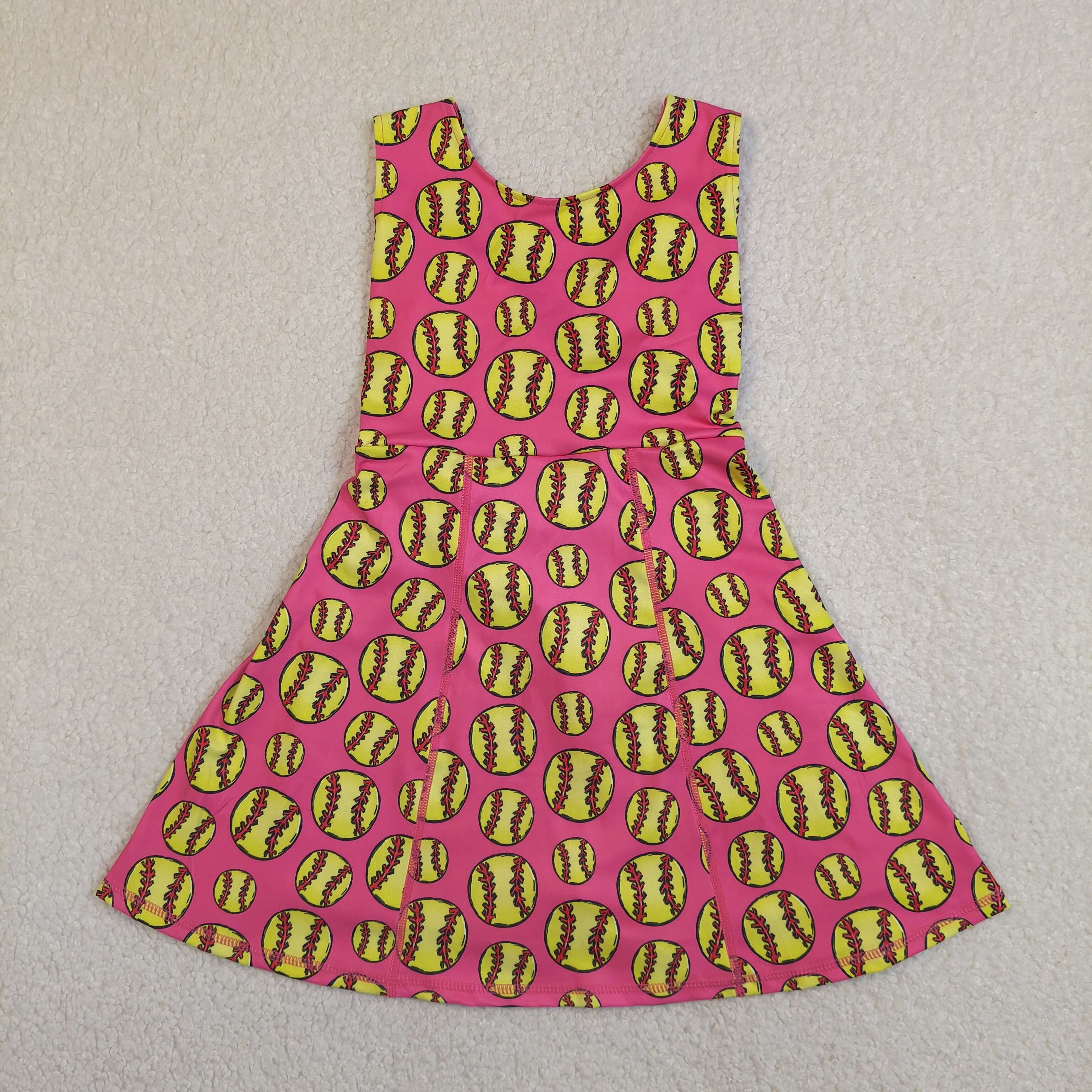 GSD3800 RTS hot pink softball active girl yoga dress