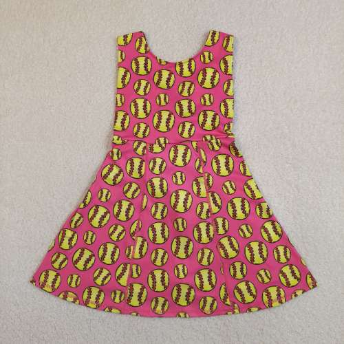 GSD3800 RTS hot pink softball active girl yoga dress
