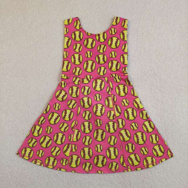 GSD3800 RTS hot pink softball active girl yoga dress