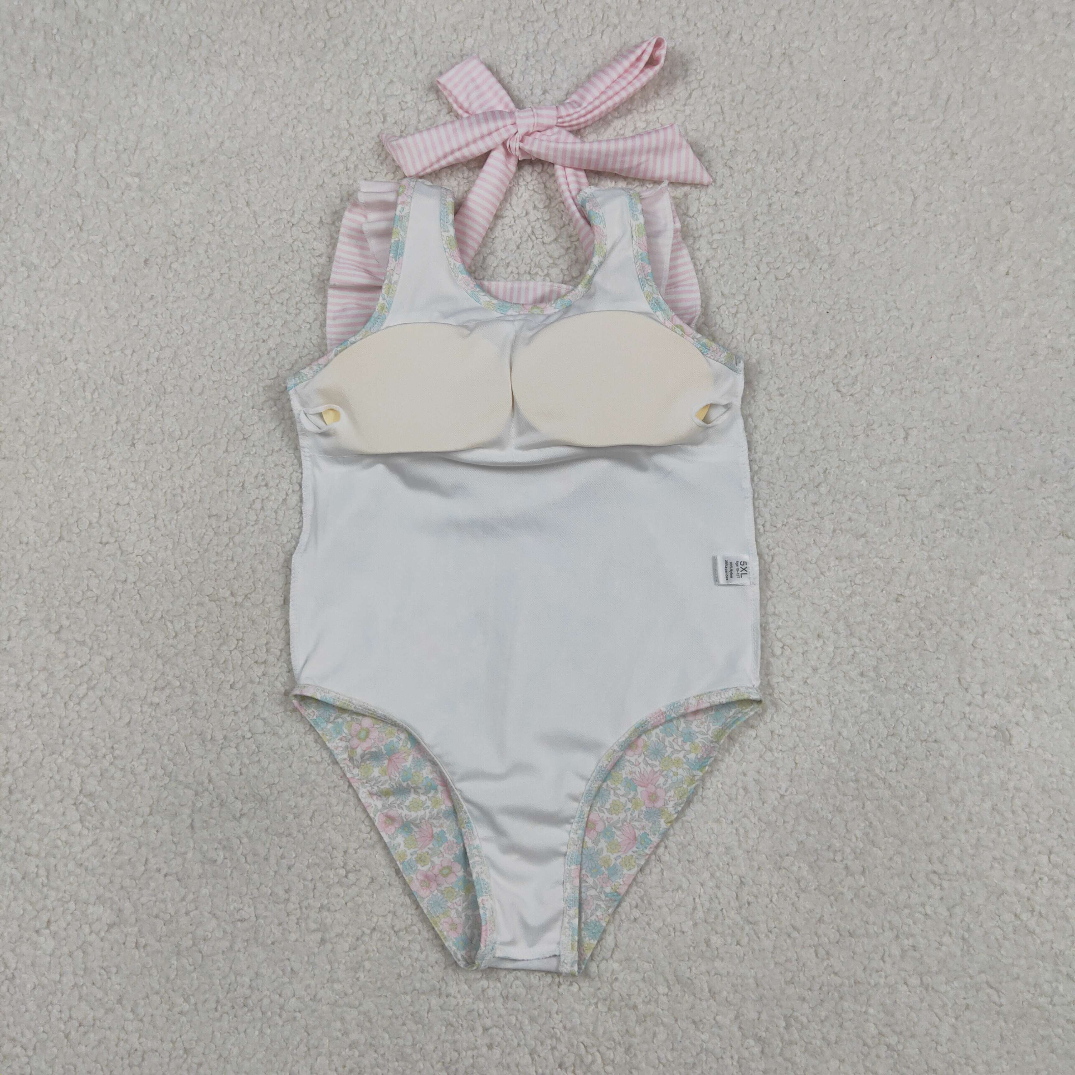 S0732 Pink small flowers print boy  sleeveless swimsuit