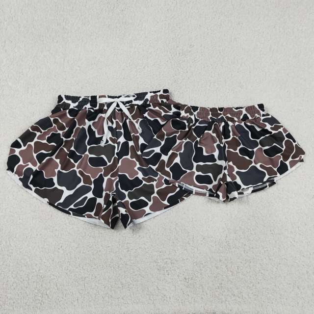 SS0768 Adult women Brown camo yoga shorts