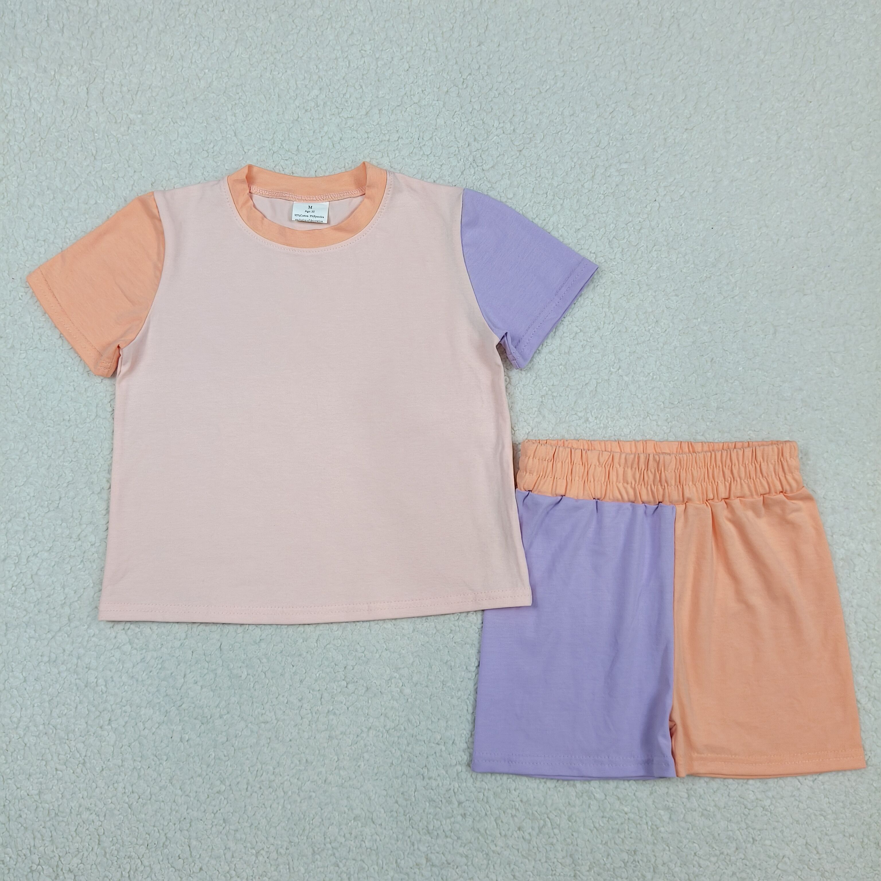 GSSO3504 Pink orange purple patchwork girl summer outfits