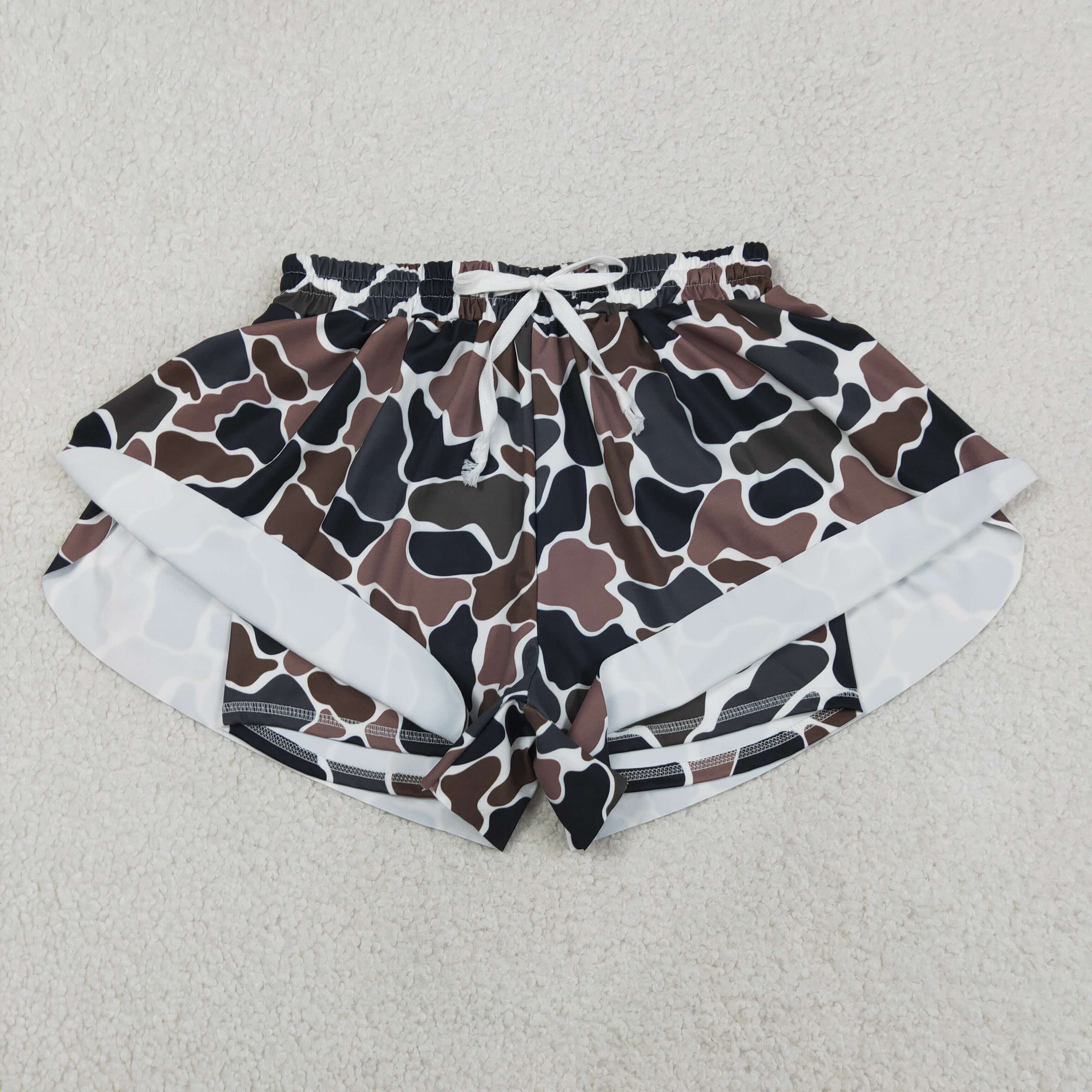 SS0768 Adult women Brown camo yoga shorts