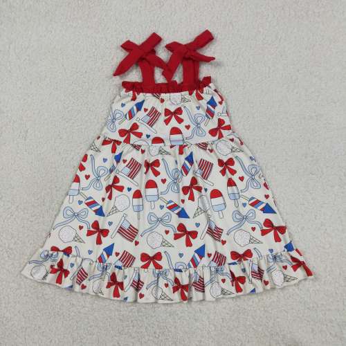 GSD3723  RTS 4th of july Bows ice scream girl summer dress