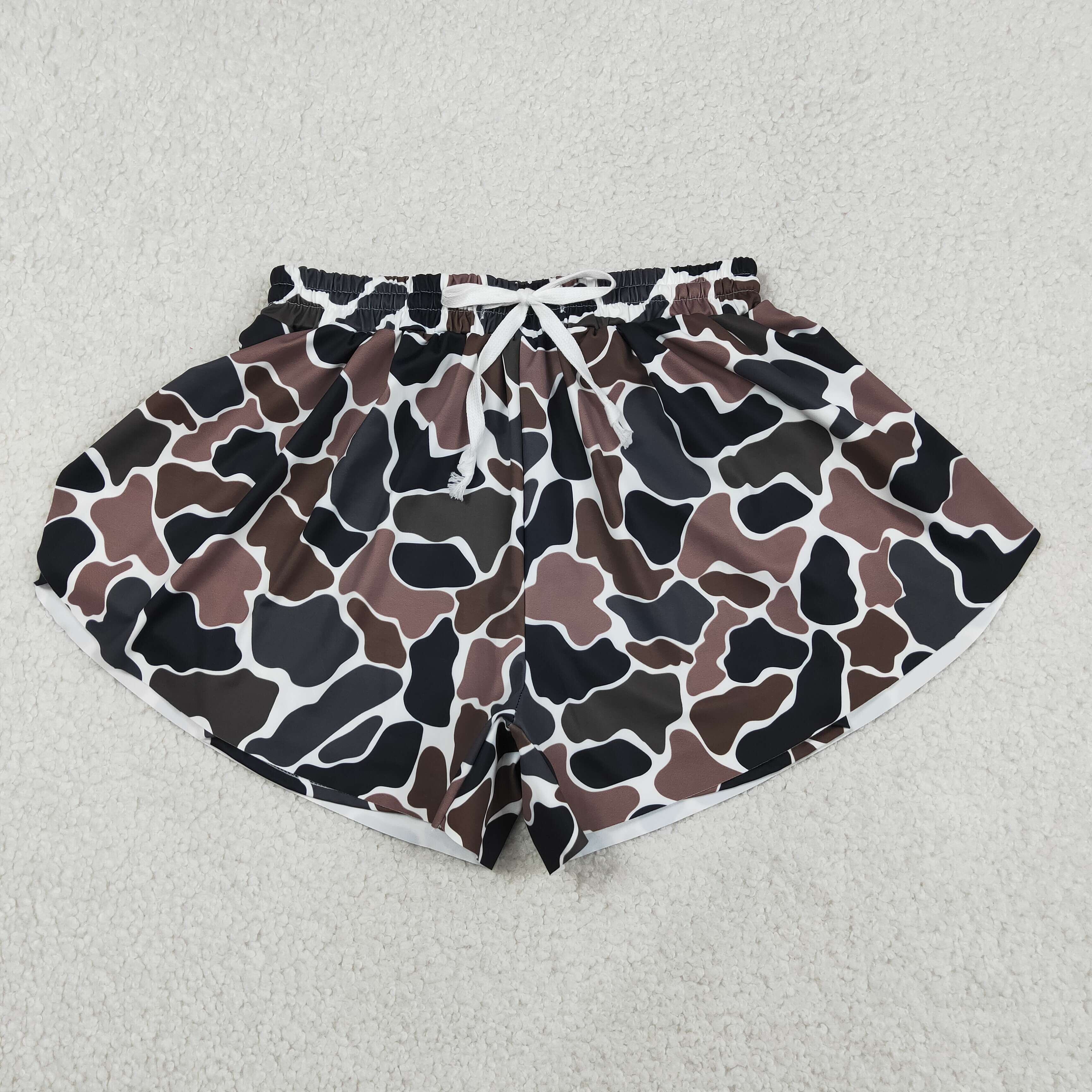 SS0768 Adult women Brown camo yoga shorts