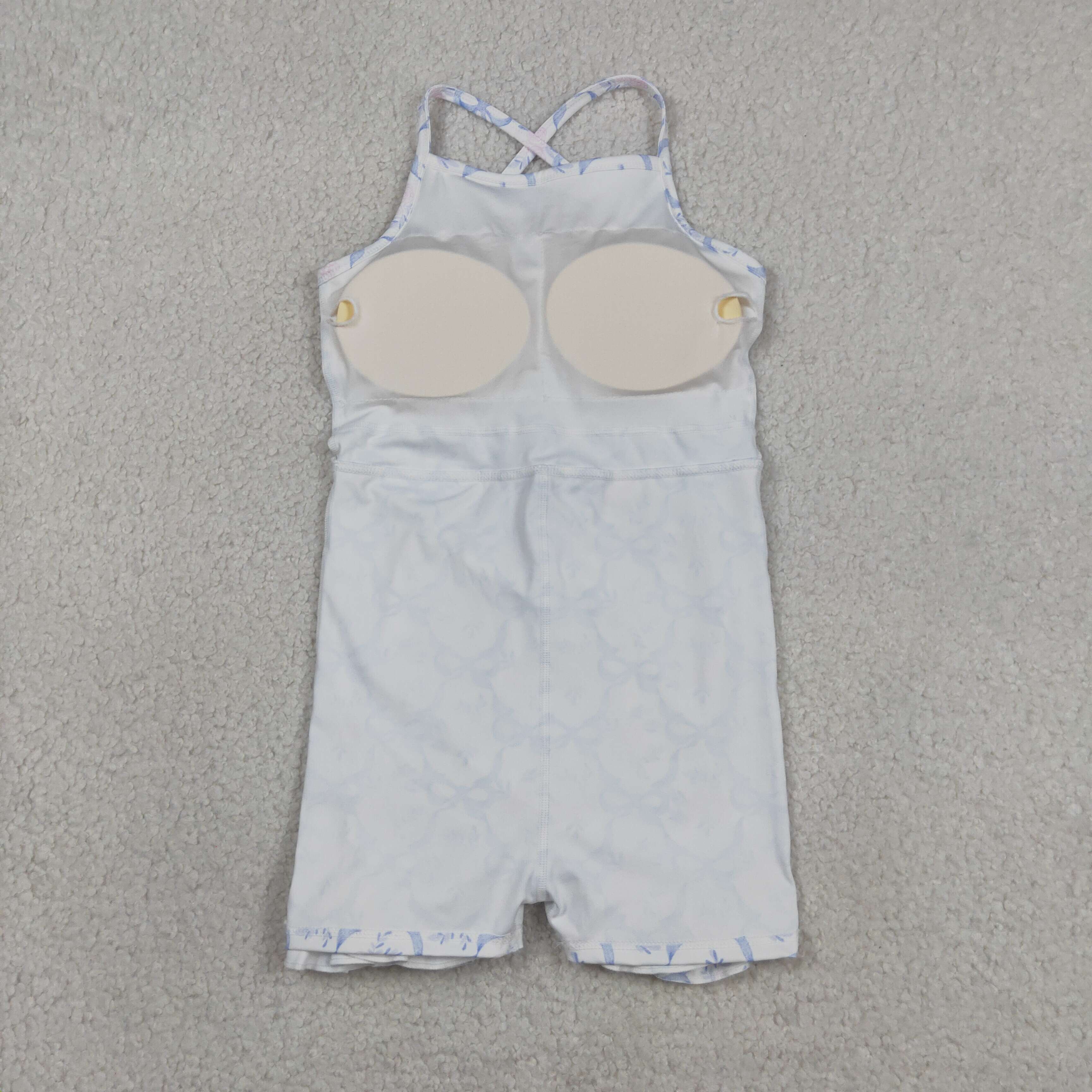 GSD2580  RTS Blue bows flowers print active girl yoga dress