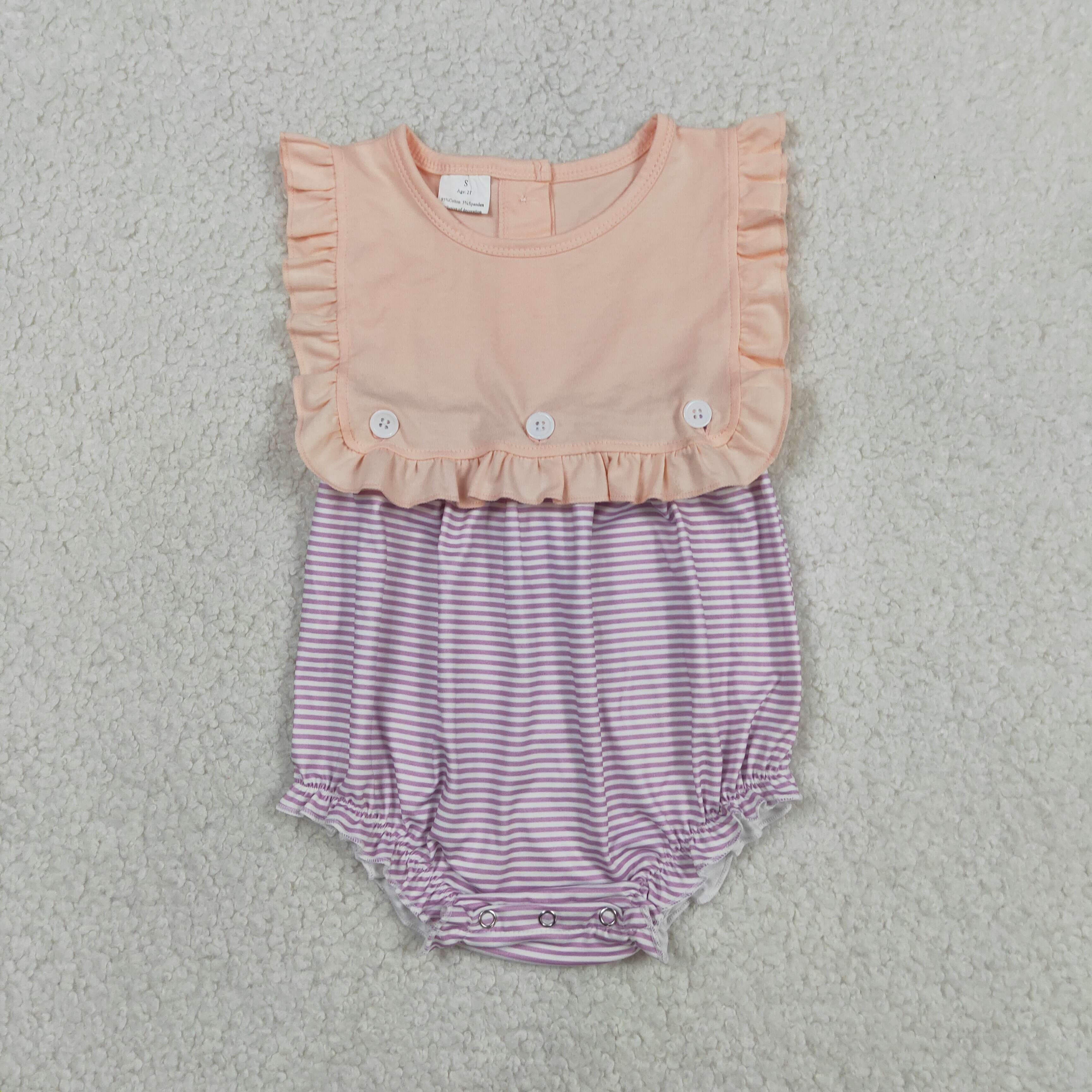 SR3941 Baby Orange purple stripe sleeveless Rompers