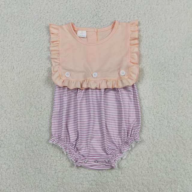 SR3941 Baby Orange purple stripe sleeveless Rompers