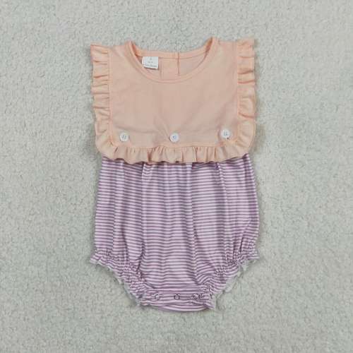 SR3941 Baby Orange purple stripe sleeveless Rompers