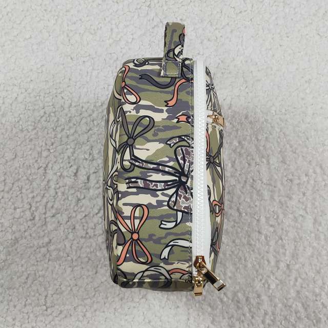 BA0393 CAMO Green bows zipper lunch box