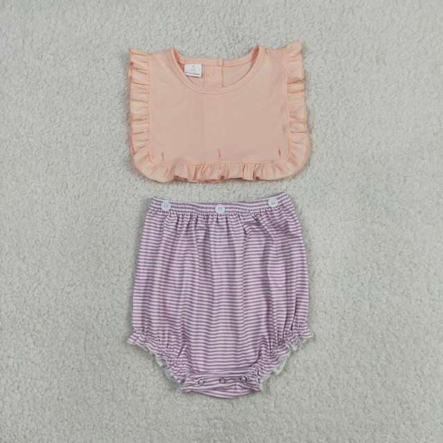 SR3941 Baby Orange purple stripe sleeveless Rompers