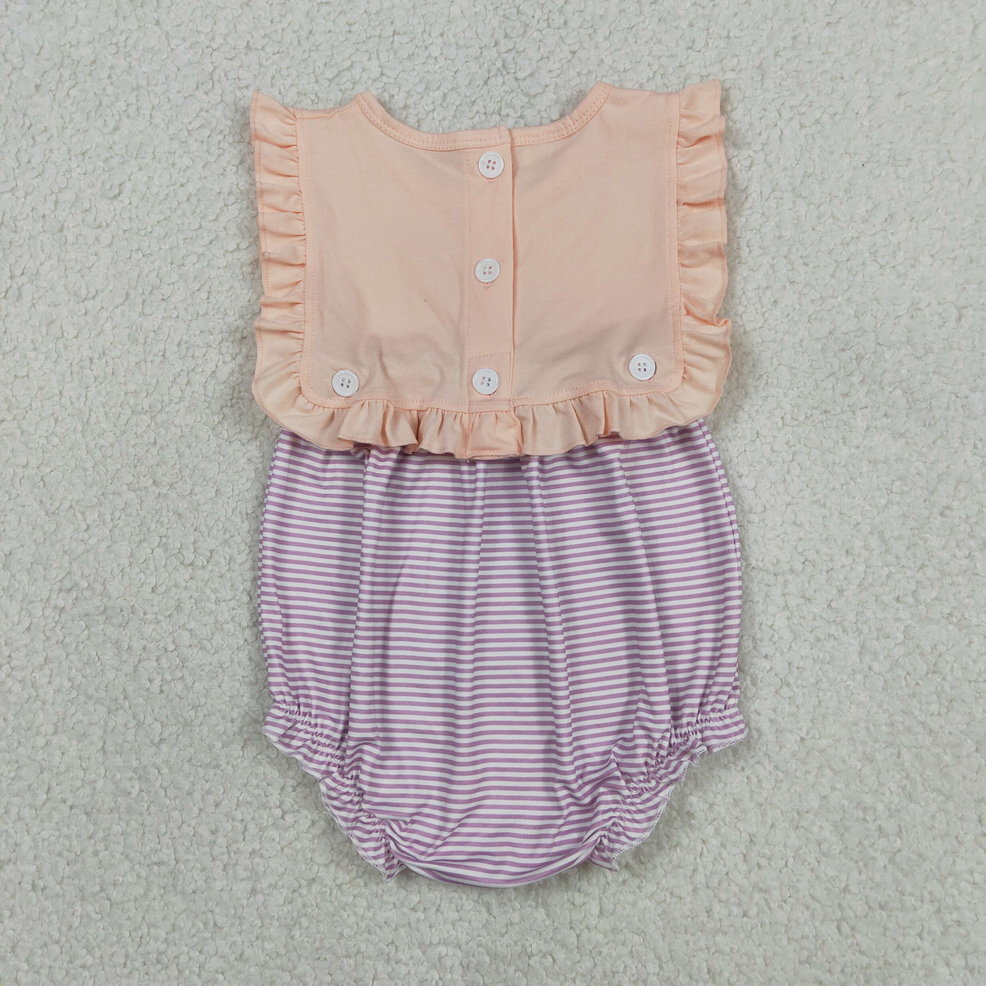 SR3941 Baby Orange purple stripe sleeveless Rompers