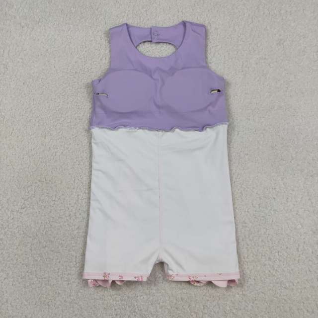 GSD3317 RTS Purple bows print active girl yoga dress