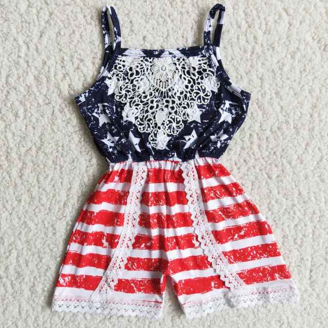 C6-10 4th of july stars stripe print sleeveless jumpsuit
