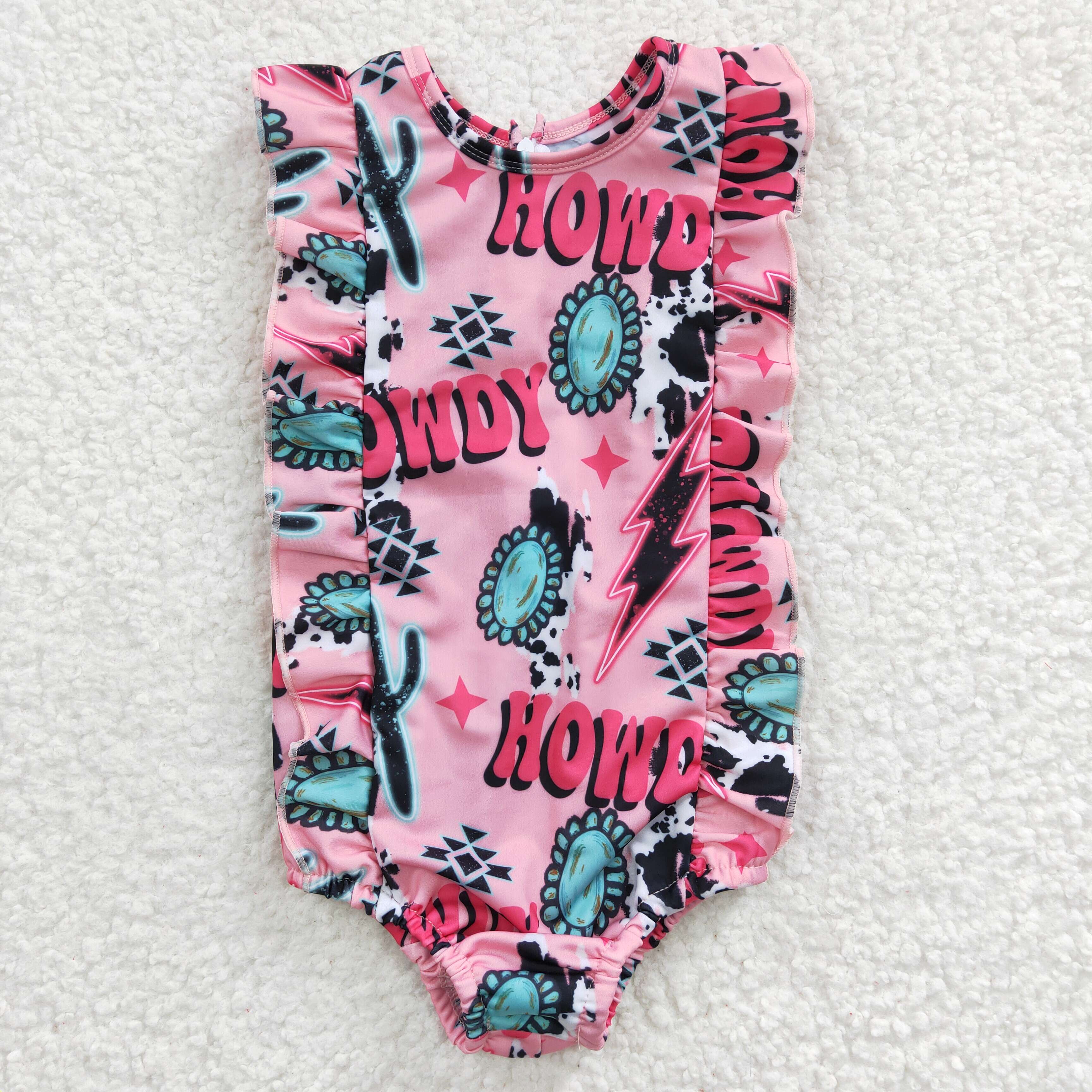 SS0036  HOWDY print  sleeveless Swimwear