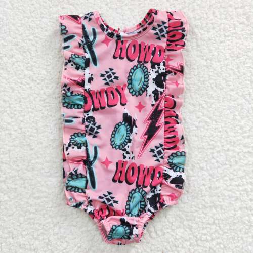 SS0036  HOWDY print  sleeveless Swimwear