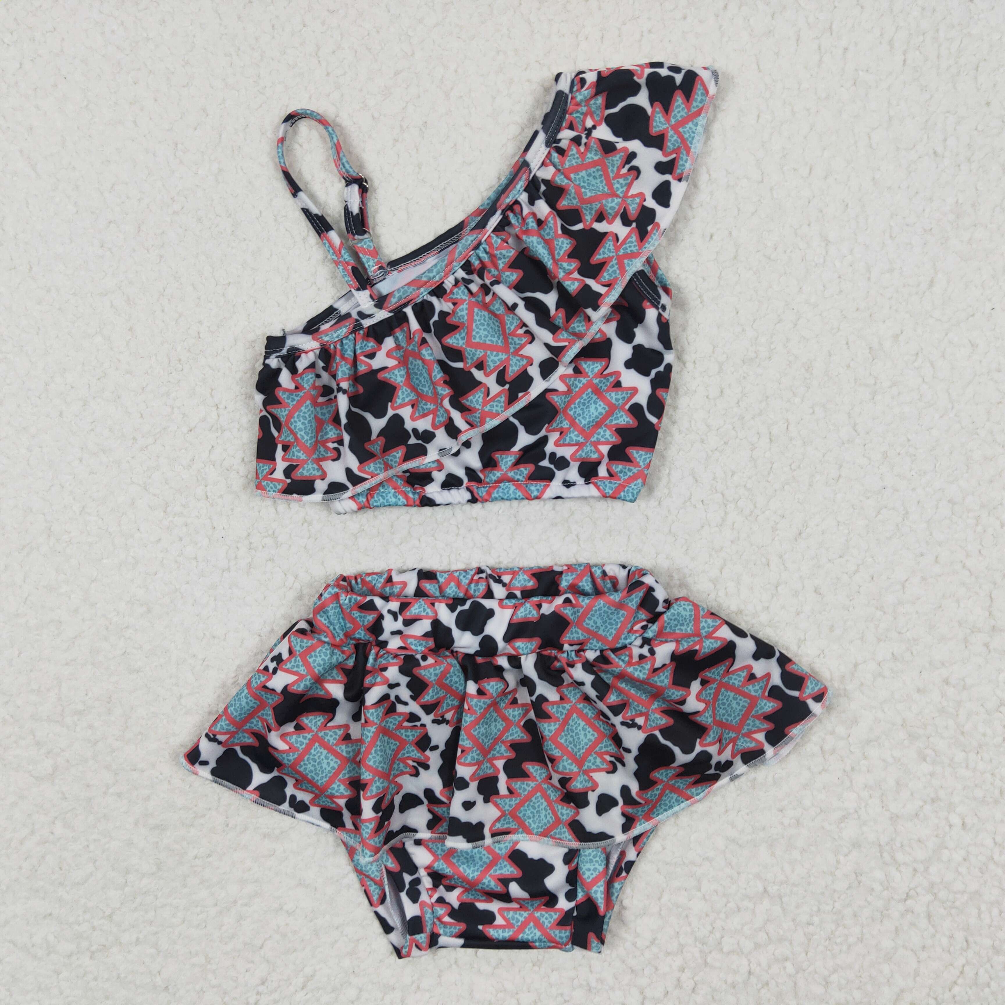 SS0038 cowleopard plaid print  sleeveless Swimwear