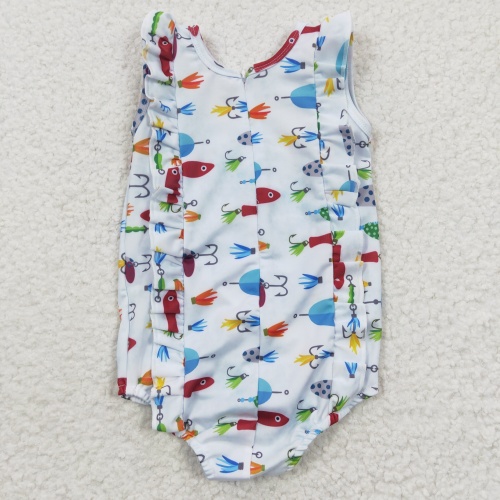 SS0043 fishes print  sleeveless Swimwear