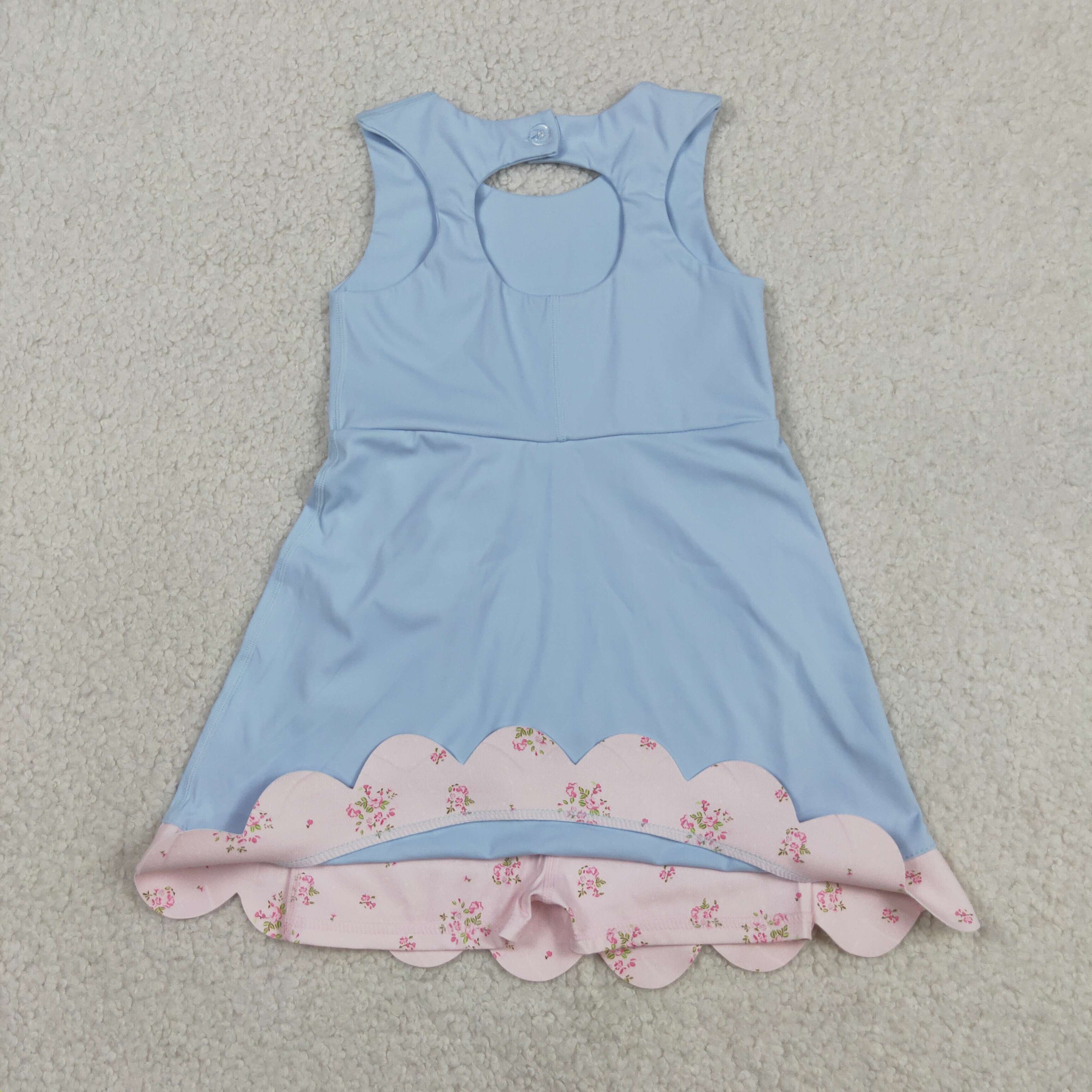 GSD3030 RTS Blue bows print active girl yoga dress