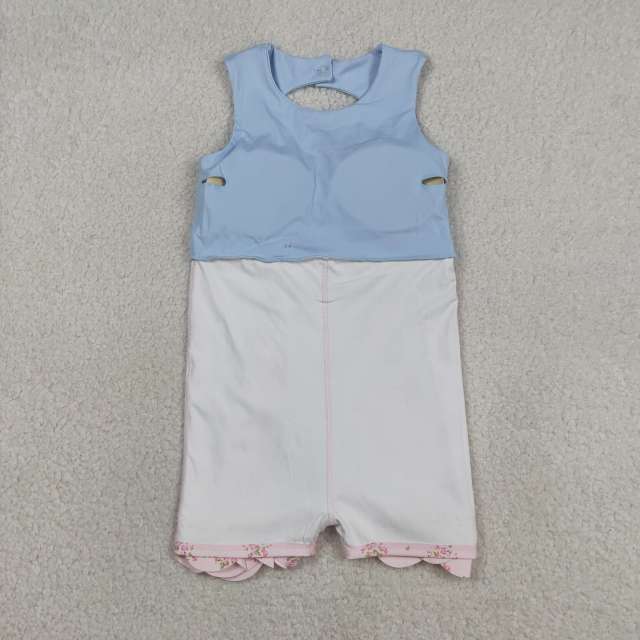 GSD3030 RTS Blue bows print active girl yoga dress