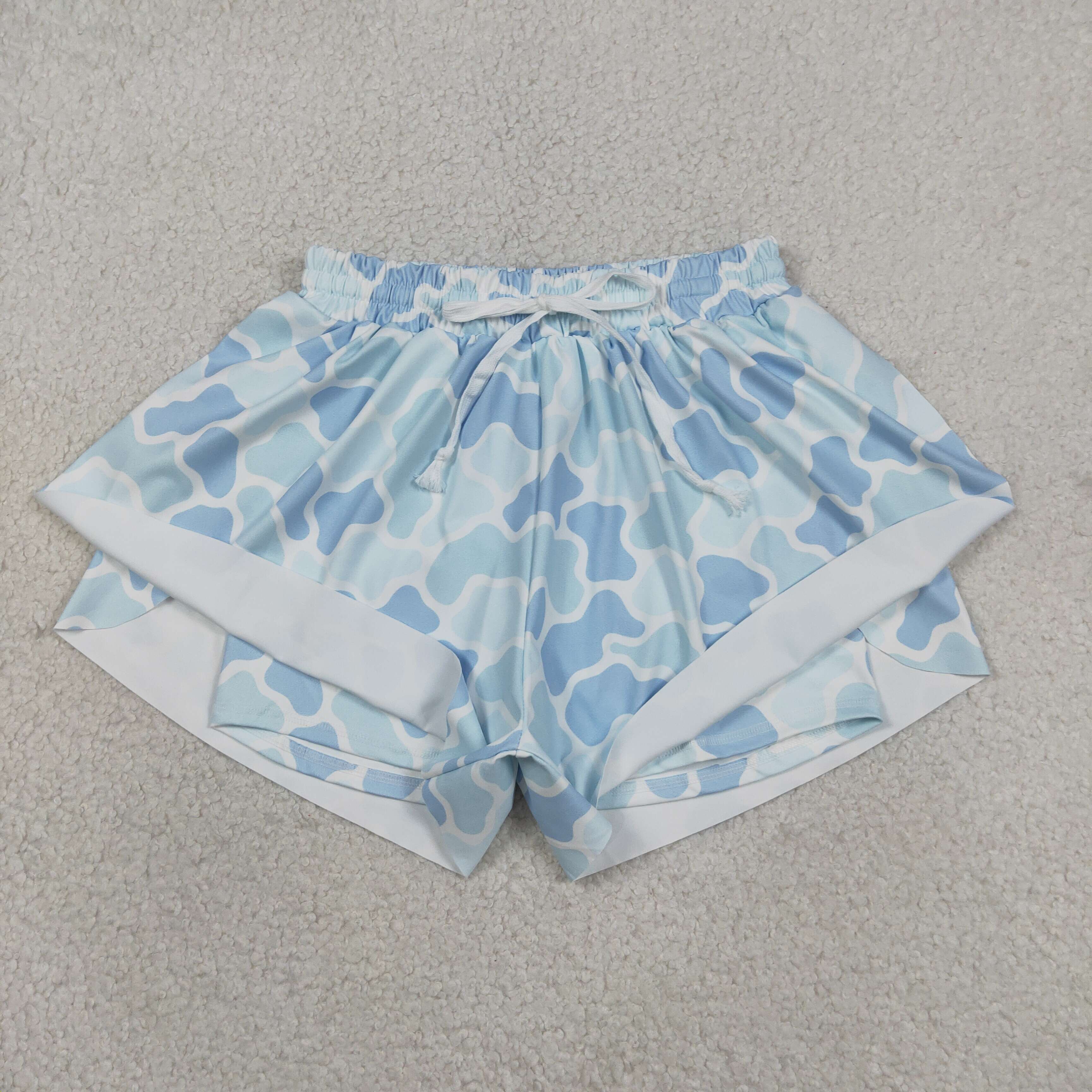 SS0768 Adult women Blue leopard yoga shorts
