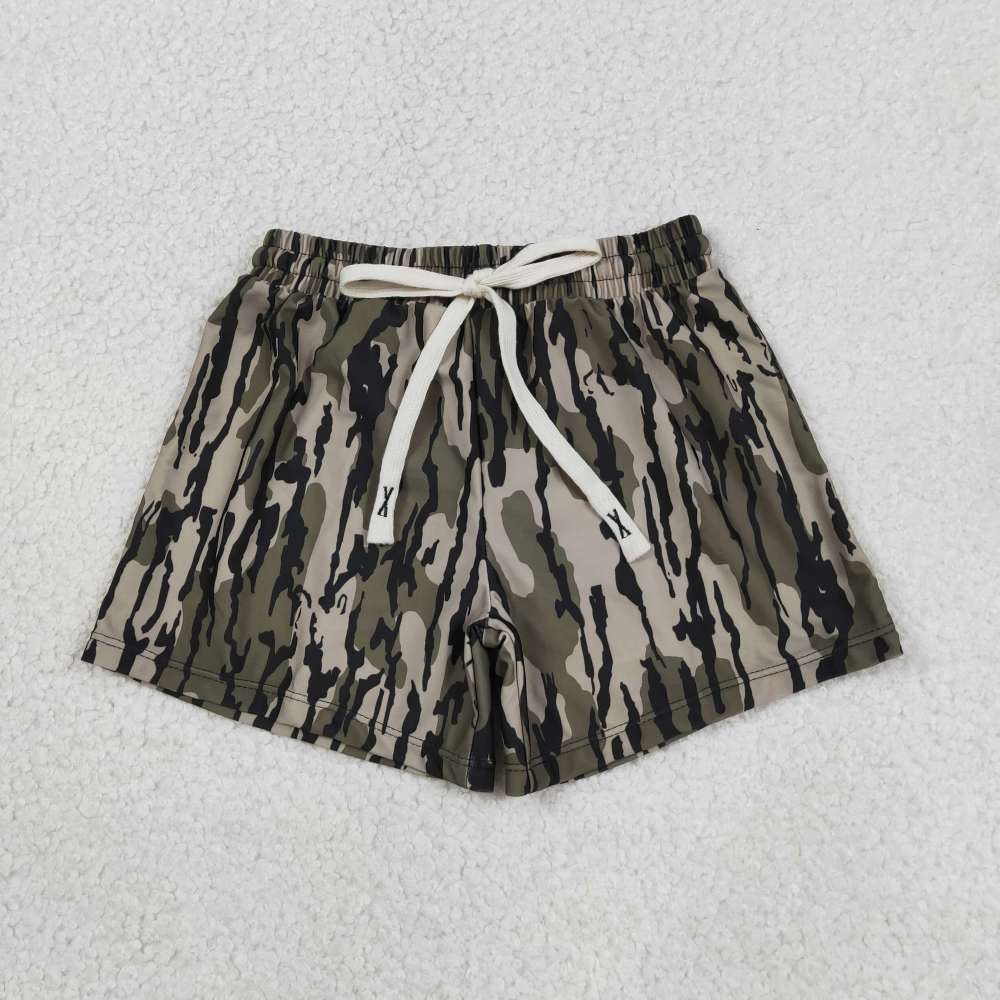S0194 RTS olive camo print boy swim shorts