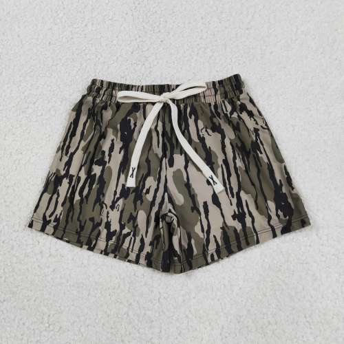 S0194 RTS olive camo print boy swim shorts