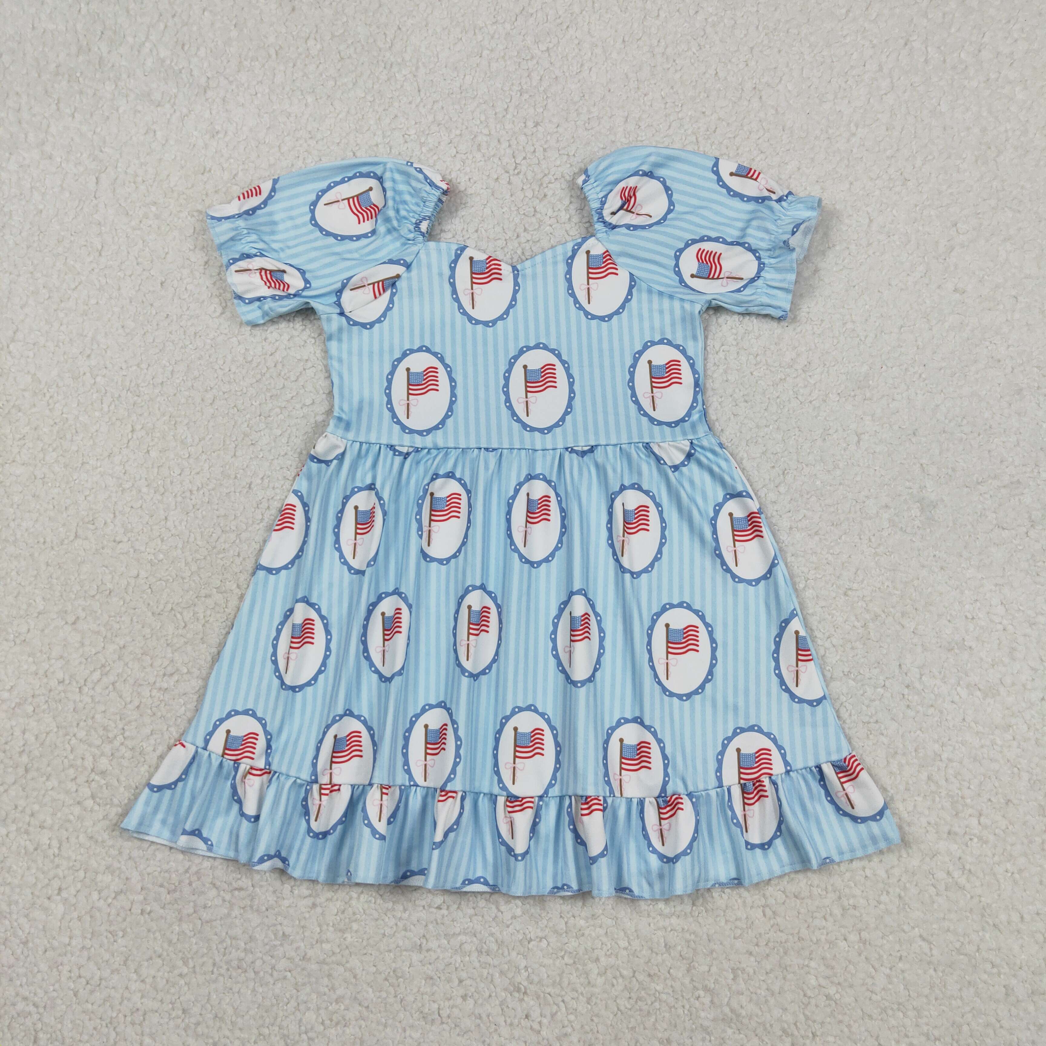 GSD3792 RTS 4th of july  flag Blue stripe girl  summer dress