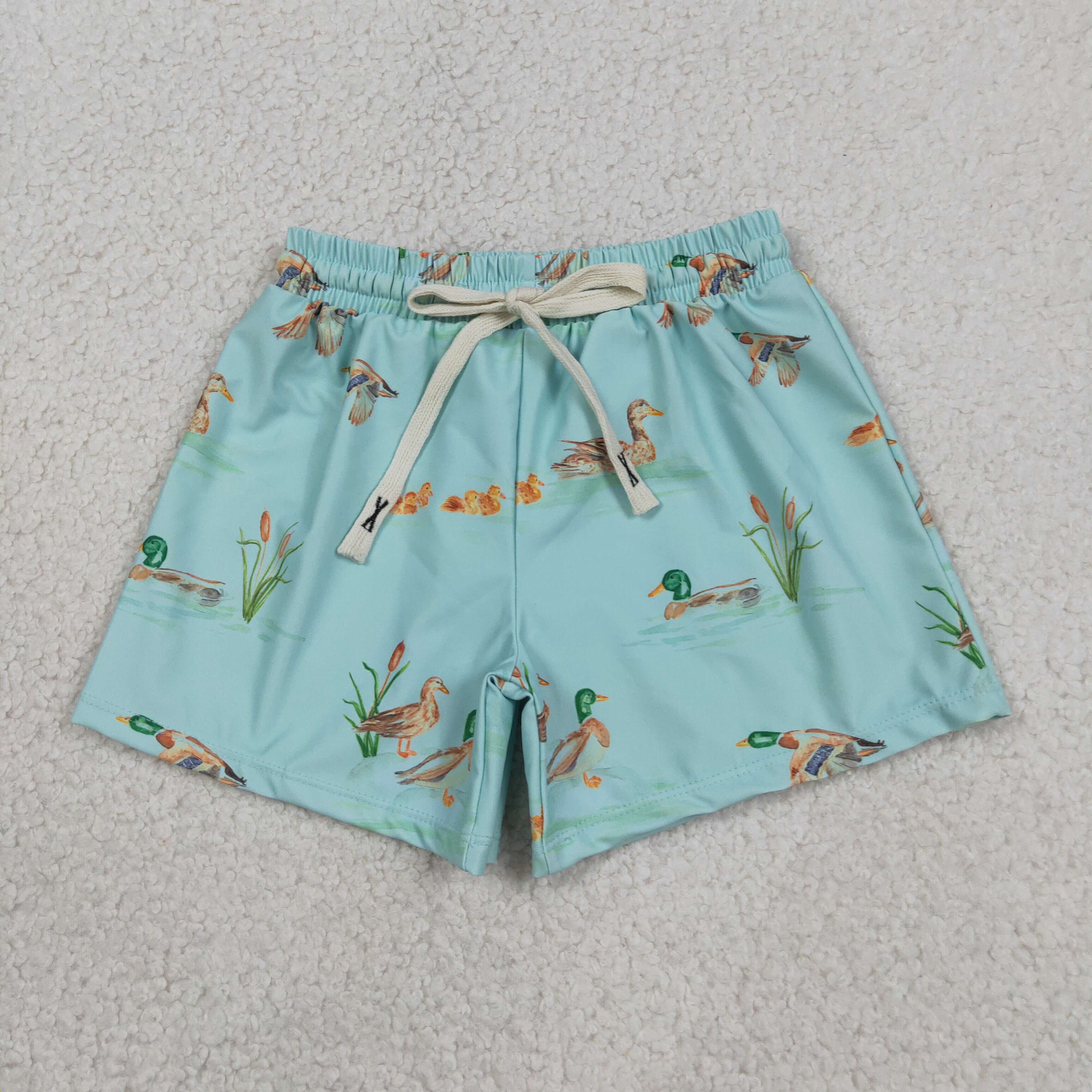 S0266 RTS green duck print boy swim shorts