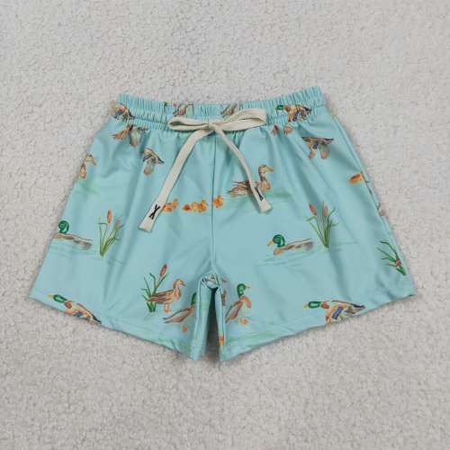 S0266 RTS green duck print boy swim shorts