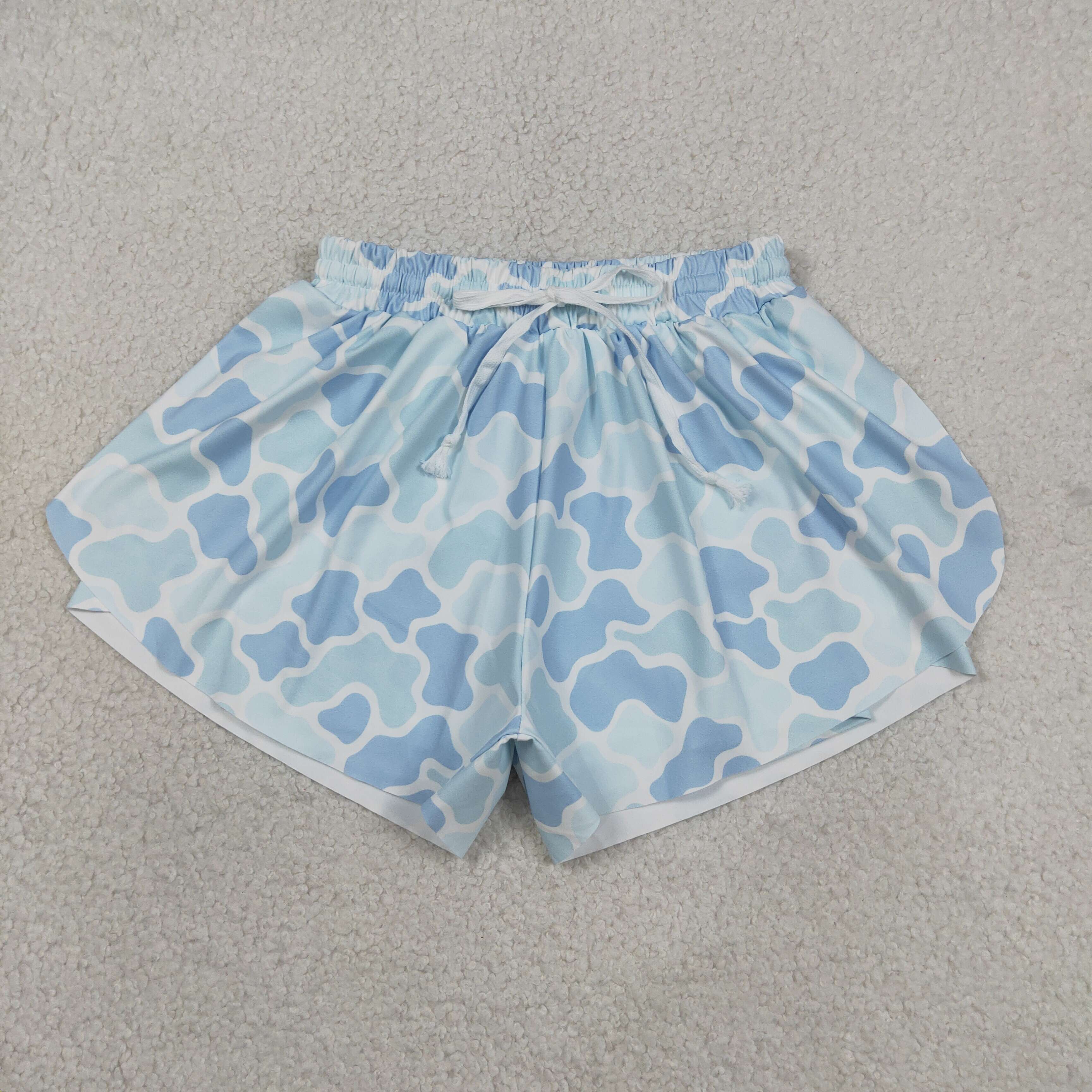 SS0768 Adult women Blue leopard yoga shorts