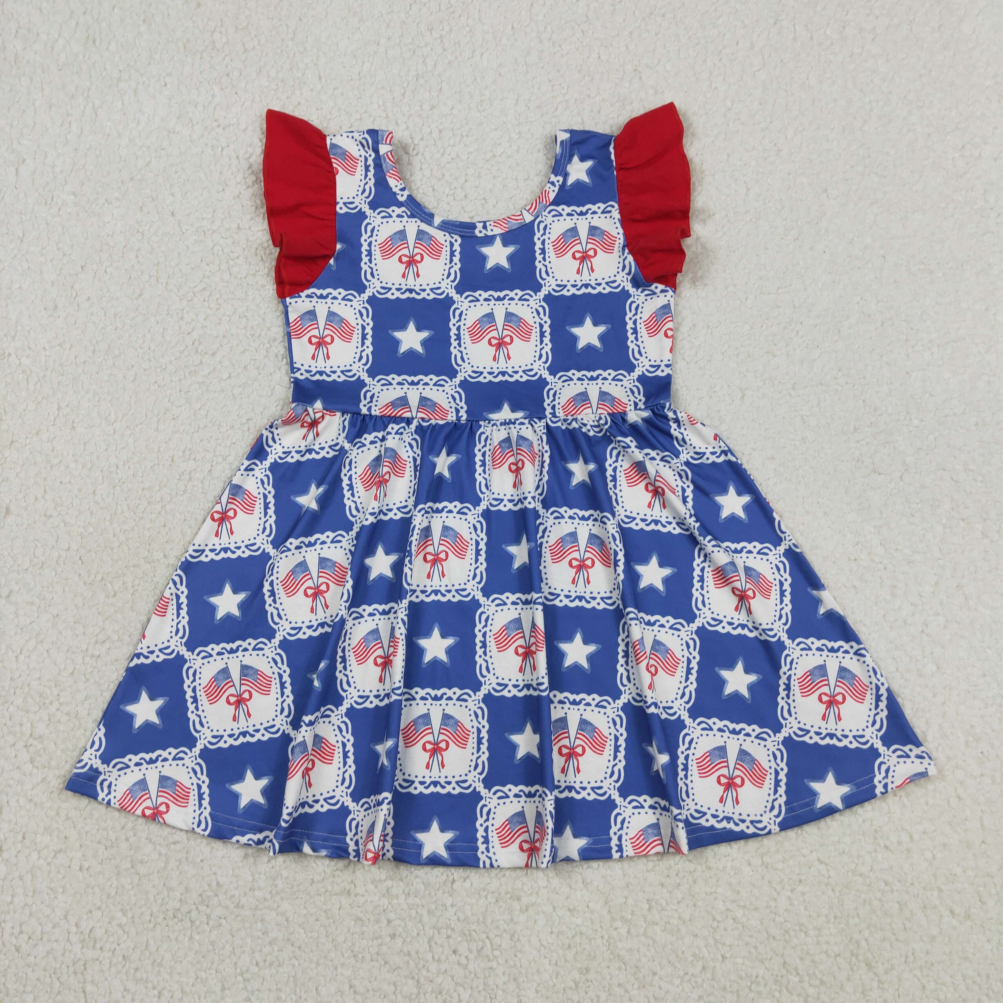 GSD3514  RTS 4th of july stars flag girl  summer dress