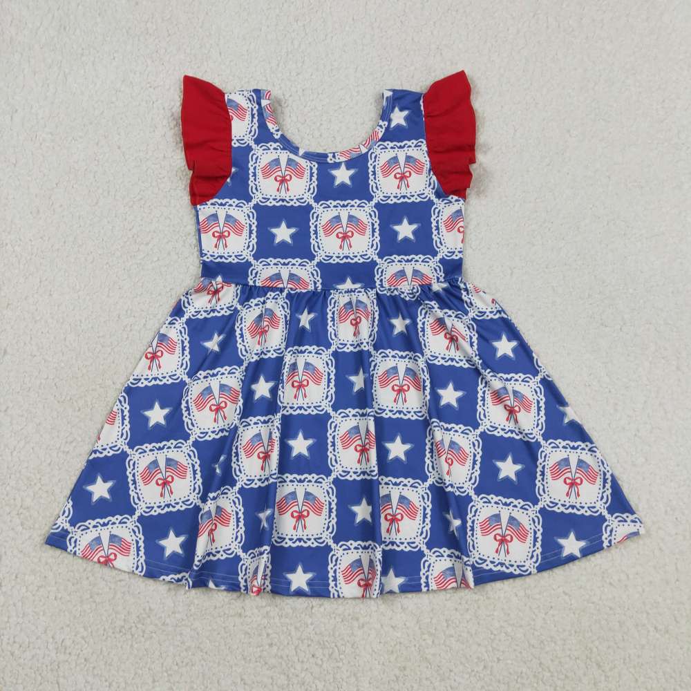 GSD3514  RTS 4th of july stars flag girl  summer dress