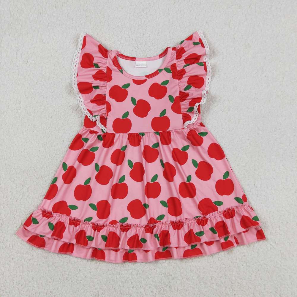 GSD3510  RTS RED apple back to school girl  summer dress