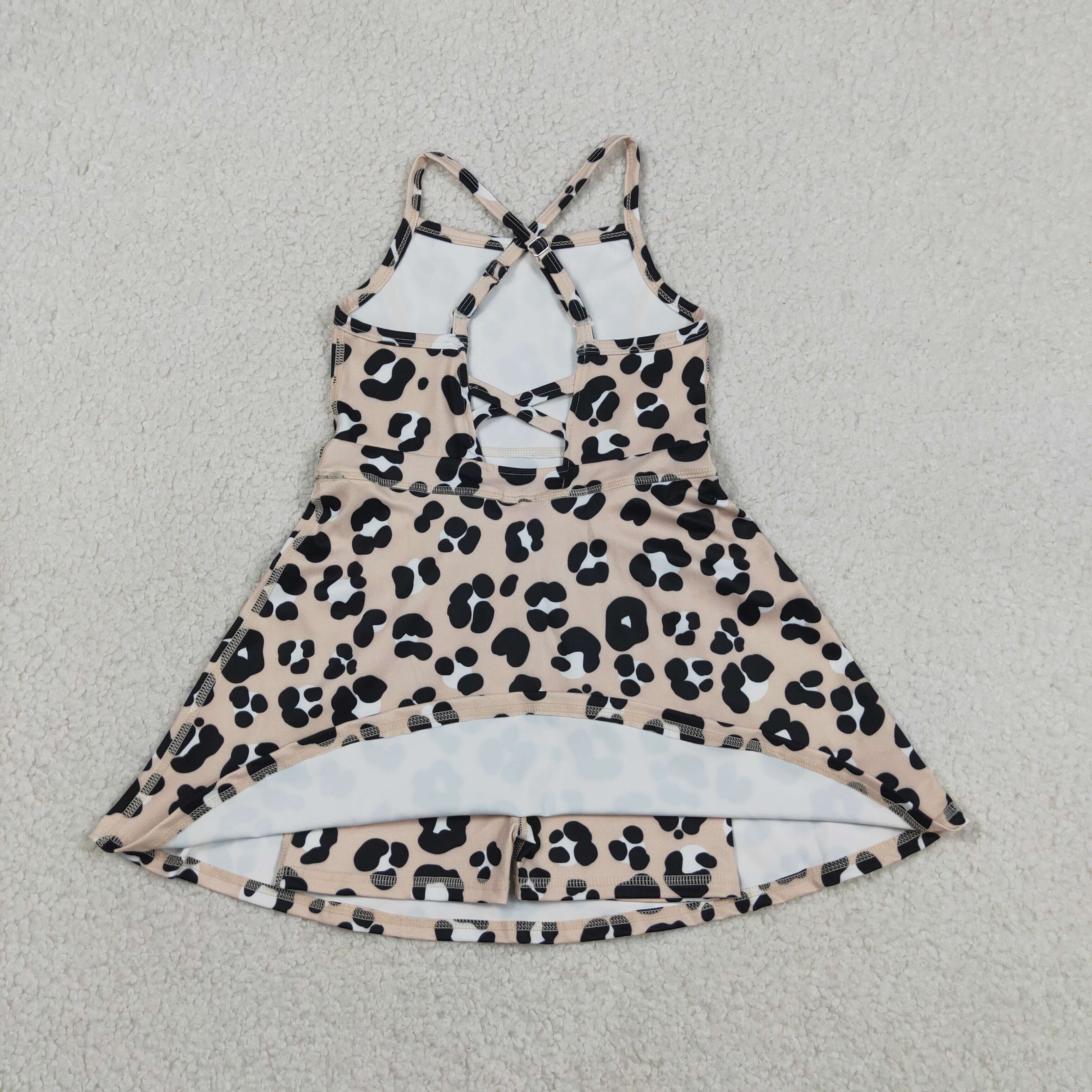 GSD2650 RTS Black leopard print active girl yoga dress