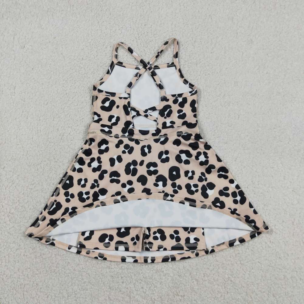 GSD2650 RTS Black leopard print active girl yoga dress