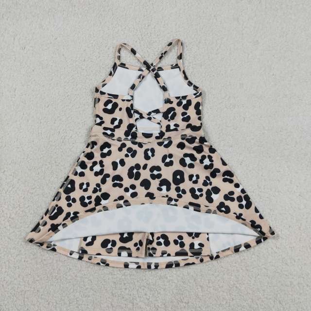 GSD2650 RTS Black leopard print active girl yoga dress