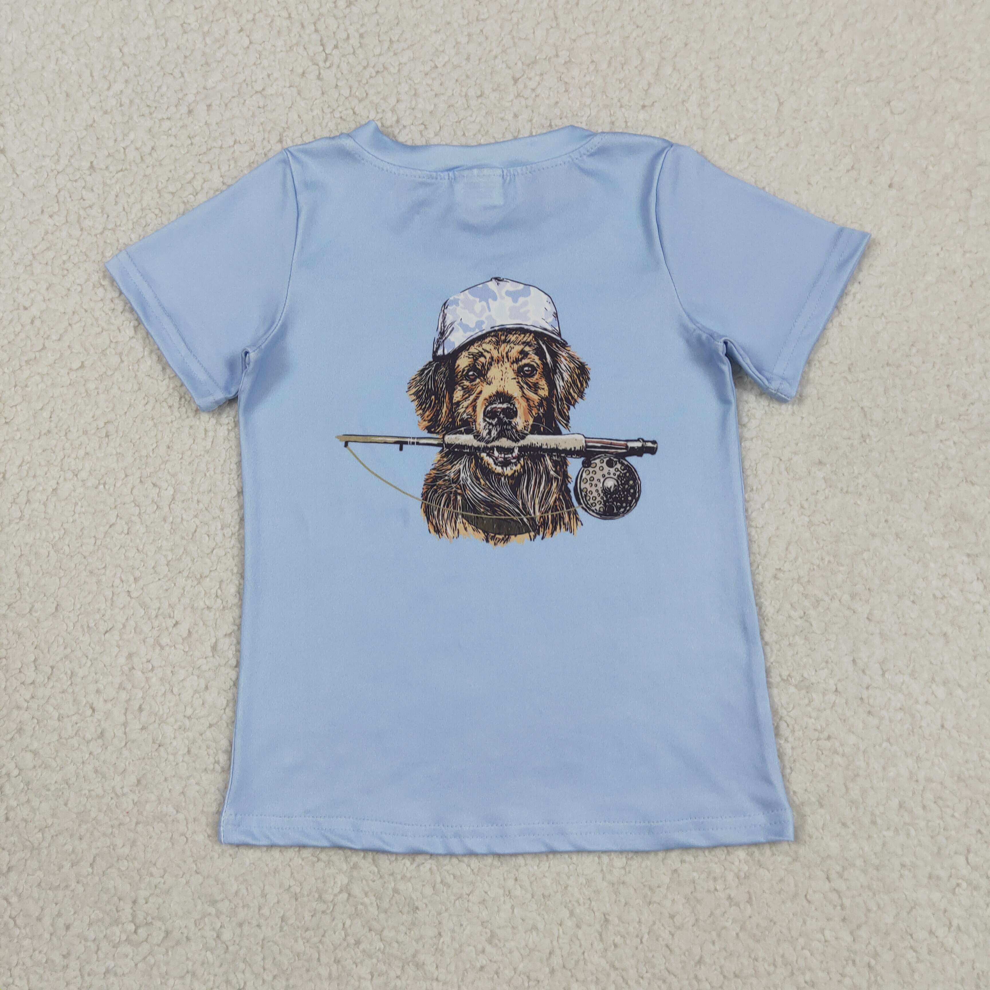 BT1765  RTS Blue PUPPY print short sleeve boy t-shirt
