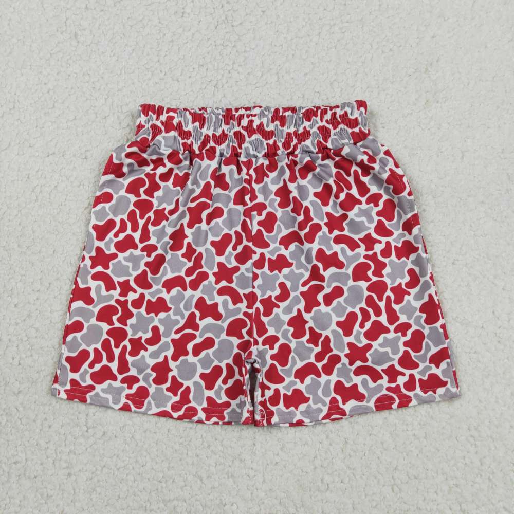 SS0880 RTS Red grey leopard print boy summer shorts