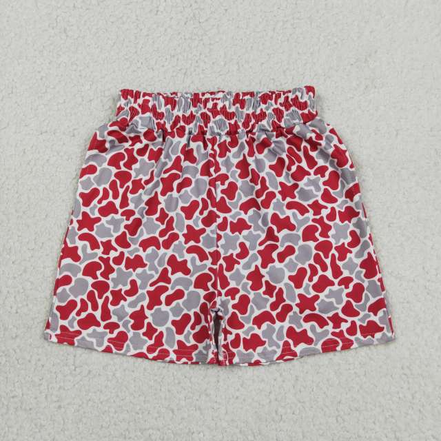 SS0880 RTS Red grey leopard print boy summer shorts