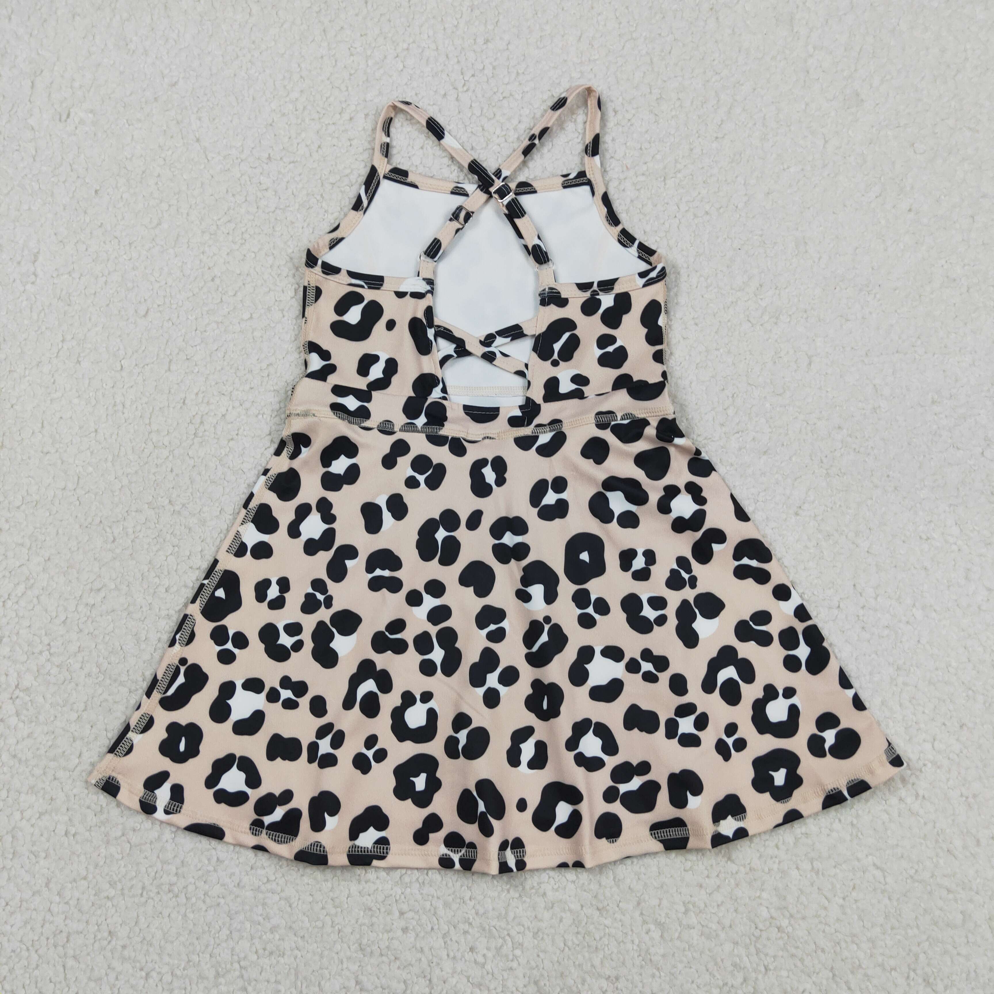 GSD2650 RTS Black leopard print active girl yoga dress