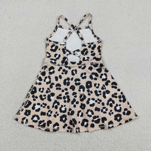 GSD2650 RTS Black leopard print active girl yoga dress